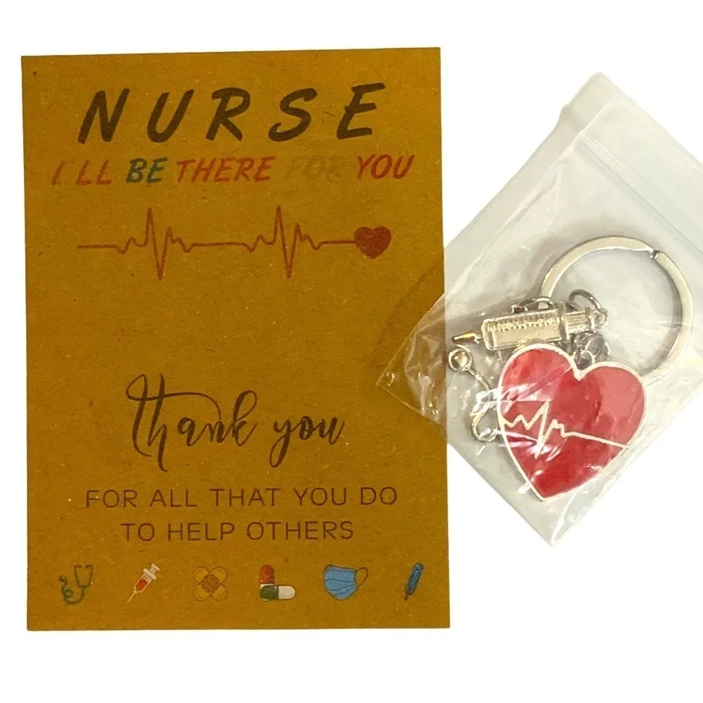 Nurse Keychain Gift Set 3 Pendants with Appreciation Thank You Card RN
